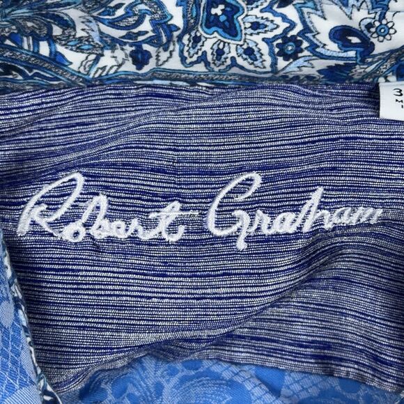 Robert Graham Shirt Men's Size 3XL Blue Bayview Long Sleeve Button Up Flip Cuff - Picture 8 of 12